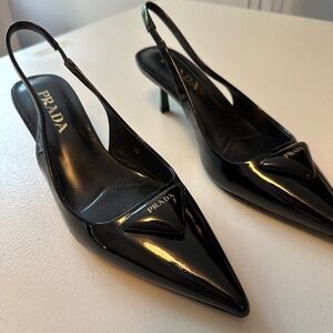 Prada Patent leather slingback pumps